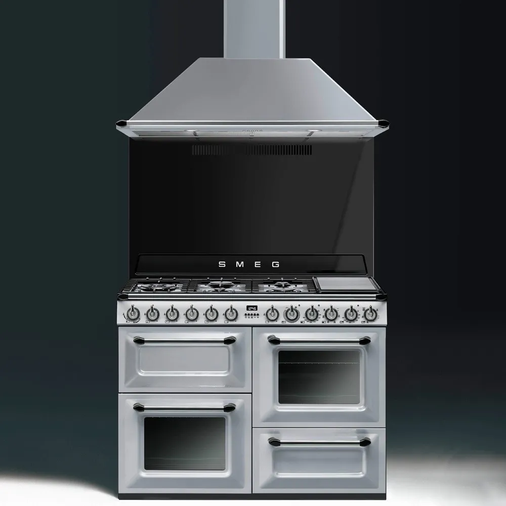 SMEG תנור משולב עם כיריים גז, 3 תאי אפיה ותא אחסון תחתון צבע כסף, 110 ס"מ מסדרת Victoria תוצרת SMEG דגם TR4110SF — תמונה 3